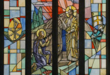 Design drawing for stained glass window of Resurrection