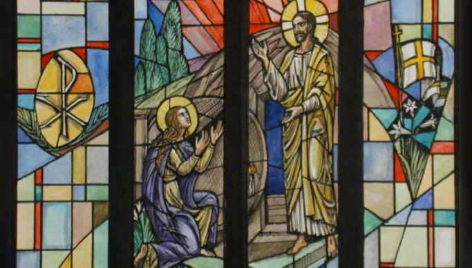 Design drawing for stained glass window of Resurrection